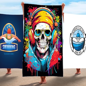 Custom Beach Towel with Logo, Logo Design on Towel, Football, Basketball, Swimming Team Logos, Company, School, University, Club Logos