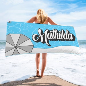 RETRO Multi Style Custom  Name Beach Towel, Bath Towel, Custom Pool Towel, Colorful Beach Towel With Name, Outside Birthday Vacation Gift