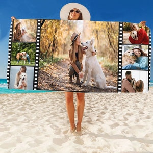 Photo Towel, Personalized Picture Collage Beach Towel, Wedding Photos Towel, Photo Collage Towel, Custom Beach Towel, Family Beach Towel