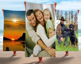 Custom Photo Towel, Personalized Photo Gift for Family, Christmas Gift, Birthday Anniversary Team logo Company Pet Photo Towel, Best Gift