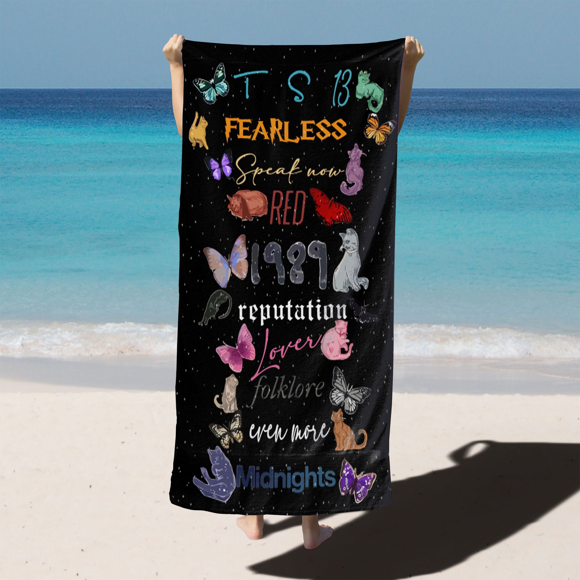 Christmas Gift, Cat Butterfly Towel, Vacation Gif