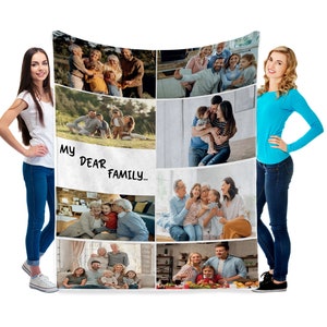 Custom Picture Text Blanket, Gift for Her Him, Repair Picture Photo, Personalized Christmas Wedding Anniversary Photo Collage Name Blanket
