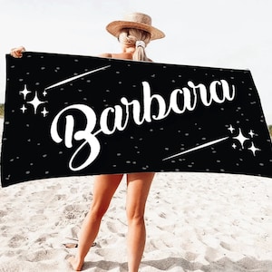 RETRO Style Personalized Beach Towel, Custom Pool Towel, Personalized Name Bath Towel, Beach Towel With Name, Outside Birthday Vacation Gift