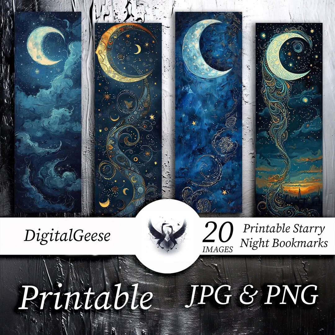 Printable Moon Stars Bookmark Set Perfect Gift for Book Lovers - Etsy