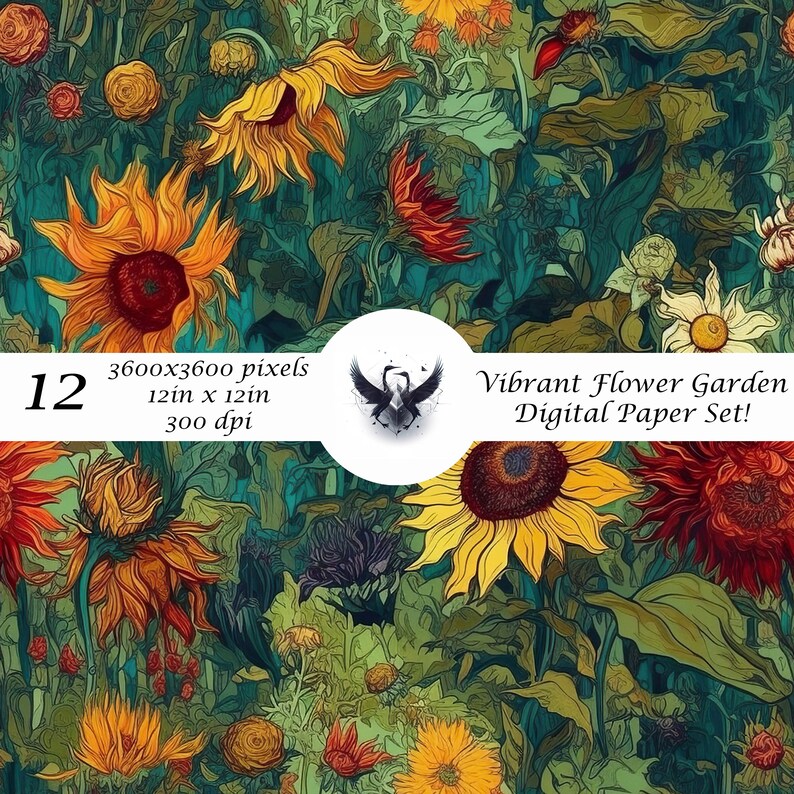 Vibrant Flower Garden Digital Paper Set Etsy