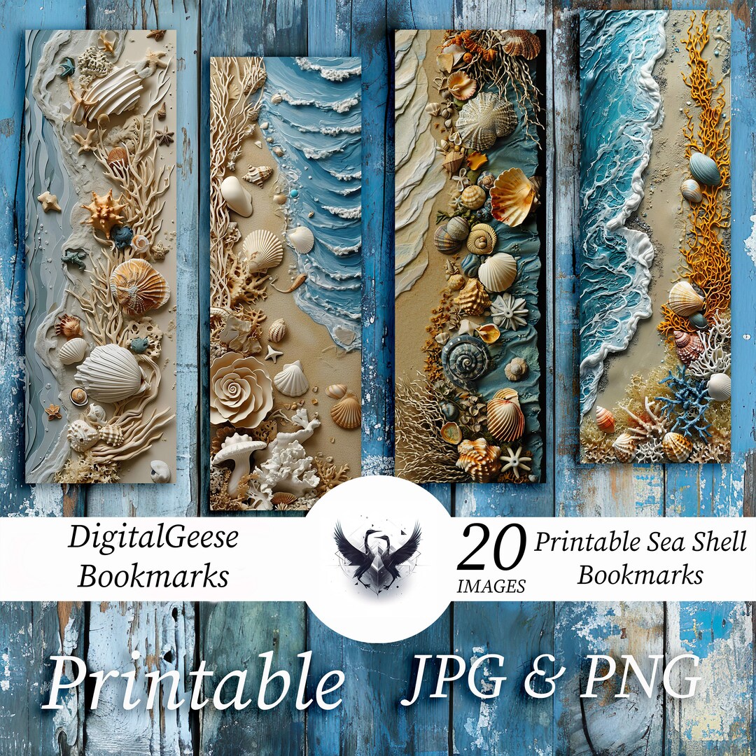 Printable Seashells Bookmark Set Perfect Gift for Book Lovers - Etsy