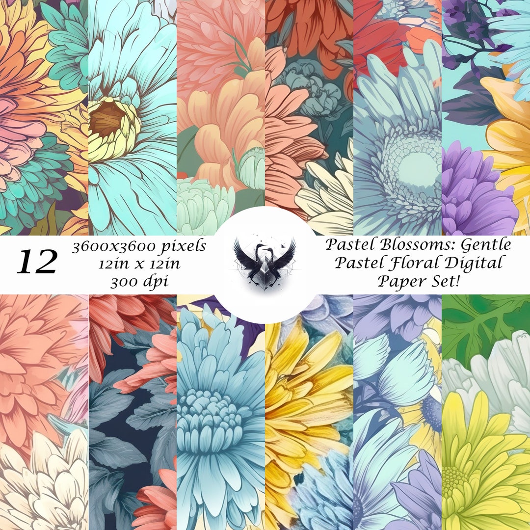 Pastel Floral Digital Paper Set - Etsy