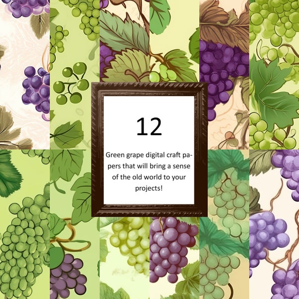 Grapevine digital paper set of vineyard ready grapes perfect for your digital paper projects!