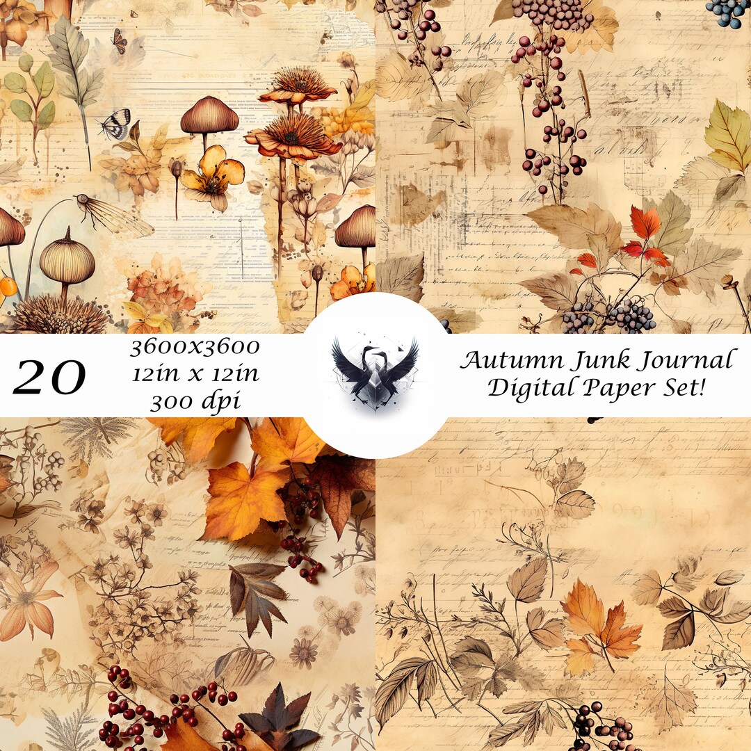 Autumn Junk Journal Digital Paper Set - Etsy