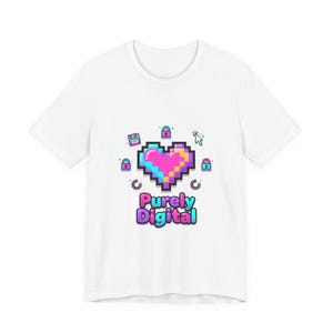 Camiseta Purely Digital Pixel Heart | Camiseta Y2K, nostalgia da tecnologia retrô