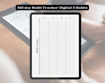 Minimalist Habit Tracker Digital | Goodnotes Notability Compatible | 365 day habit tracking | 5 habits