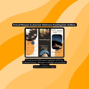 Travel Planner Travel Journal Travel Itinerary Packing List Photo Gallery Reflections Bright colours