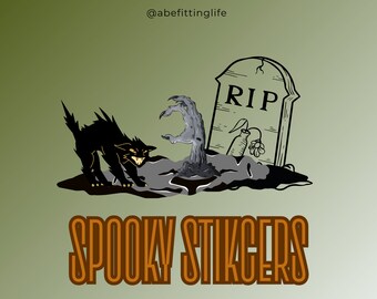 Digital Halloween Stickers Goodnotes transparent background creepy cats cobwebs owls graveyard skulls coffin bat