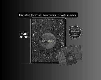 Digital Journal Goodnotes Space-Themed Dark Background Goodnotes Notability Compatible Undated Blank Journaling Daily