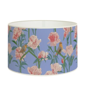 Pastel Floral Lampshade with Birds for Elegant and Refreshing Interior Decoration, Available in Lampshade and Pendant