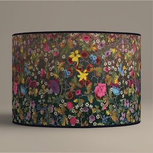 Colorful floral lampshade, handmade wildflower lighting for natural boho home decor – Available as a table lamp or pendant light.