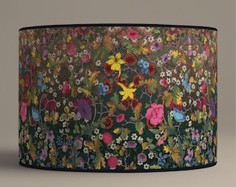 Colorful floral lampshade, handmade wildflower lighting for natural boho home decor – Available as a table lamp or pendant light.