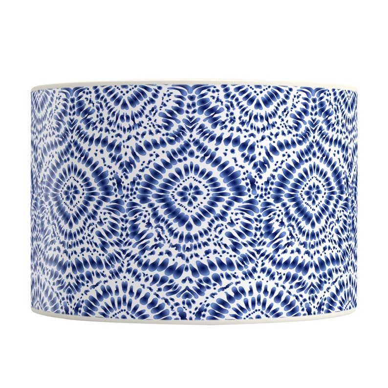 Lampshade for lamp or ceiling suspension Motifs blue, Batik Tie dye blue Solvent free vegetable-based inks image 5