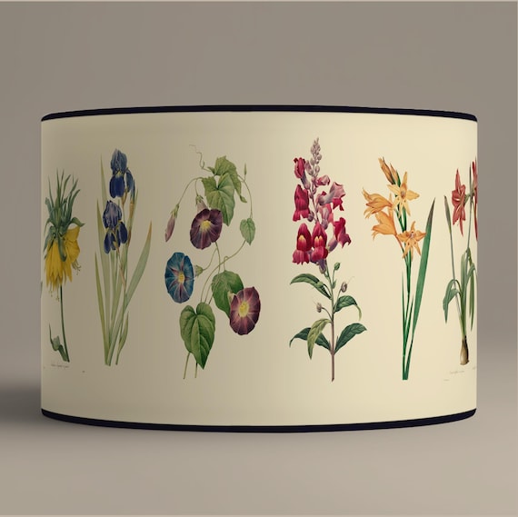 Lampshade vintage botanical floral illustration - Available as a lamp base or pendant.