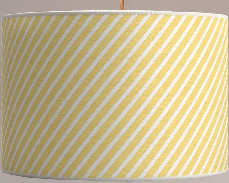 Yellow Striped Lampshade, Diagonal Lines Lampshade, Contemporary Lighting, Minimalist Style Lampshade, Available in Lampshade and Pendant. image 3