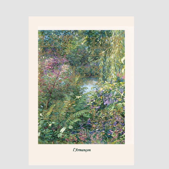 L'Armançon River Poster | French Impressionist Landscape Ferns Willow Wildflowers | Nature Wall Art | Art Print Home Decor