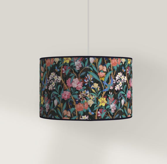 Lampshade for table lamp – Vintage Floral and Bird Pattern – Available as a table lamp or pendant light.