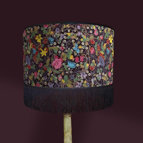Colorful floral lampshade, handmade wildflower lighting for natural boho home decor – Available as a table lamp or pendant light.