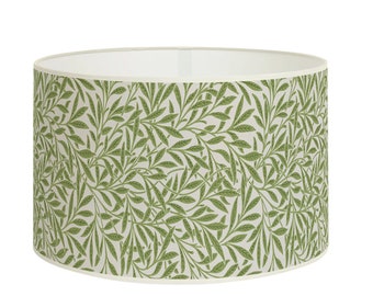 Lampshade with green leaf pattern - Natural decoration for interior lighting, handmade in France, Available as a lampshade and pendant light