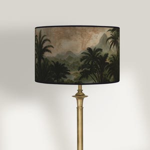 Abat jour pour lampe a poser - Abat-jour tropical style vintage map jungle exotique - Disponible en pied de lampe ou suspension.