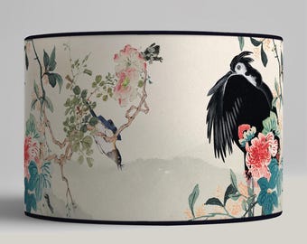 Lampshade for table lamp - Lampshade with Japanese birds and flowers motif - Available for table lamp or pendant light.