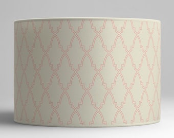 Cylindrical Lampshade Sleek Elegance Pink and White, Subtle Geometric Design for Interior Decor, Available in Lampshade and Pendant