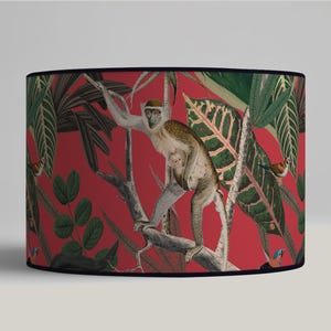 Lampshade for table lamp - Exotic jungle lampshade with monkey and bird - Available as a lamp base or pendant.