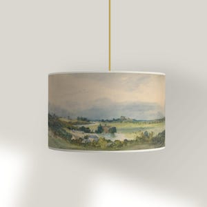 Lampshade for table lamp or Suspension lampshade - Handcrafted lampshade - Painted landscape
