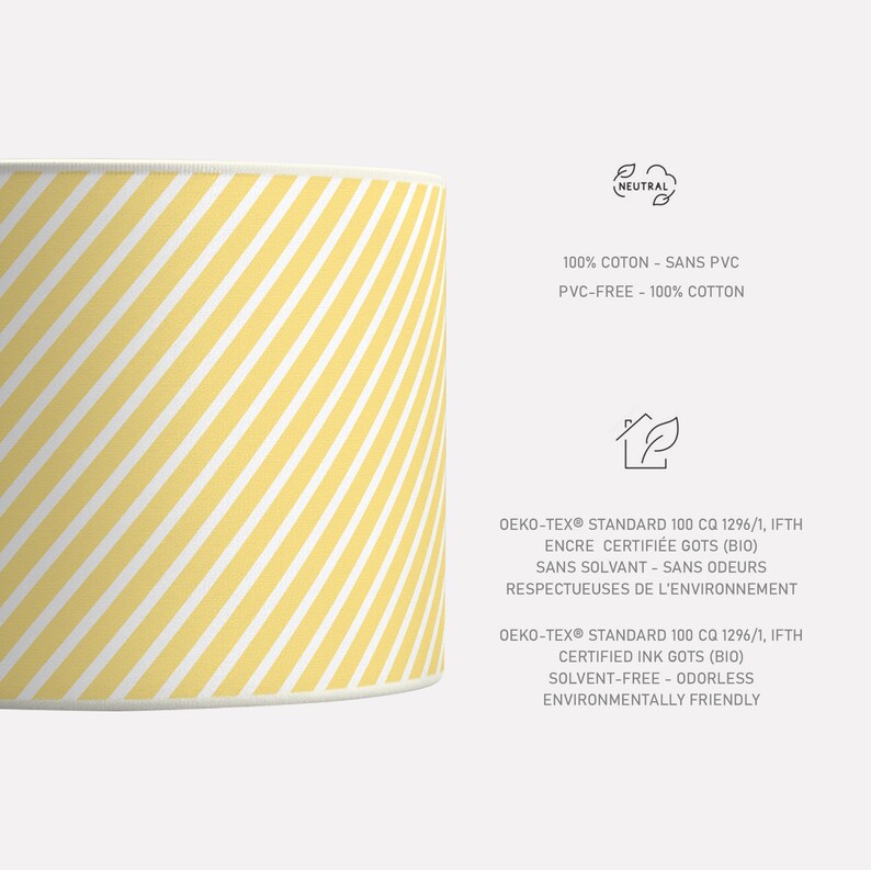 Yellow Striped Lampshade, Diagonal Lines Lampshade, Contemporary Lighting, Minimalist Style Lampshade, Available in Lampshade and Pendant. image 4