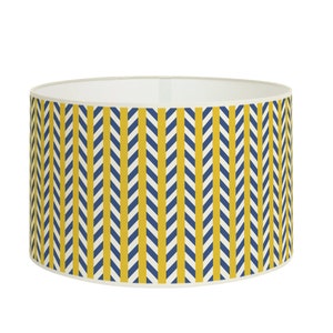 Graphic Blue and Yellow Striped Lampshade Contemporary Elegant for Chic and Modern Interior, Available in Lampshade and Pendant.