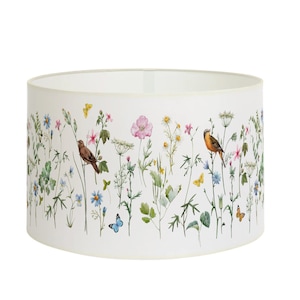 Lampshade for table lamp or pendant lamp - Handcrafted lampshade - Flower patterns with birds