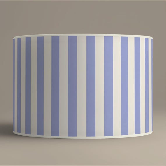 Blue Striped Drum Lampshade | Coastal Lamp Shade | Handmade Pendant Light | Nautical Home Decor | Custom Lampshade