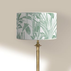 Lampshade Botanical Fabric, Bananas and Pineapples Soft Green Color for a Natural and Zen Ambiance, Available as Lampshade and Pendant Light