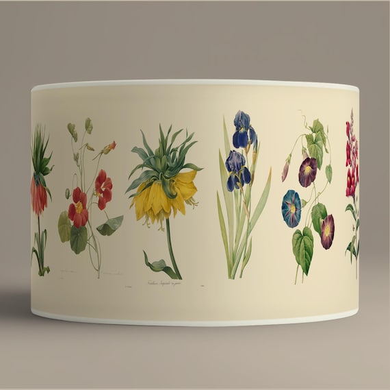 Lampshade vintage botanical floral illustration - Available as a lamp base or pendant.