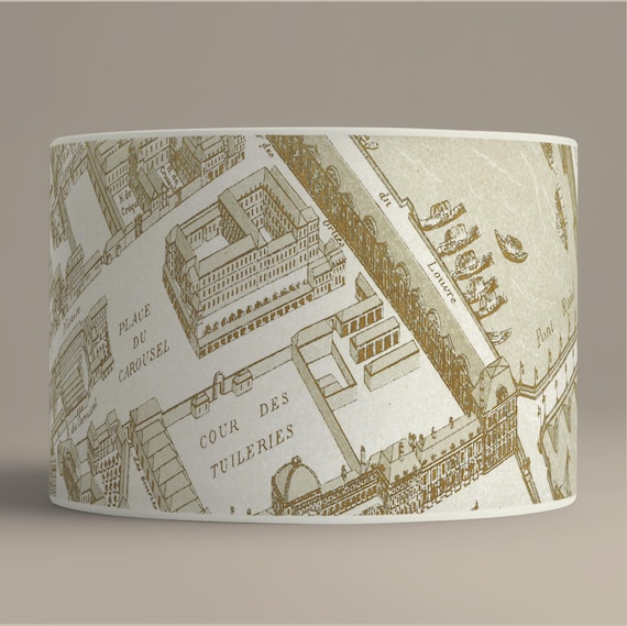 Table Lamp Shade - Vintage Paris Map Lampshade - Old Paris Cartography - Available for Floor or Pendant Lighting.