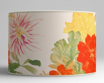 Japanese Floral Watercolor Lampshade - Luminaire Colorful Flower Patterns for Interior Decoration, Available in Lampshade and Suspension