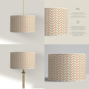 Lampshade for table lamp - Lampshade with pink and pastel green chevron pattern - Available for table lamp base or as a pendant.