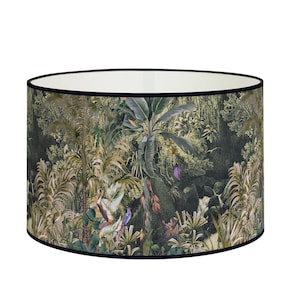 Tropical forest lampshade, Jungle on a dark background, Mystical suspension for a natural ambiance, Available in lampshade and suspension.