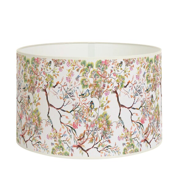 Japanese-style Cherry Blossom Lampshade, Zen Light Fixture with Colorful Birds, Pastel Spring Lampshade, Available in Lampshade and Pendant