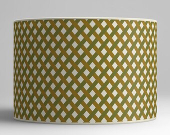 Modern lampshade, olive and cream diamond geometric pattern, contemporary design, classic decoration. Available in lampshade and pendant