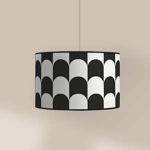 Lampshade for table lamp - Black and white printed Art Deco lampshade - Available as a table lamp base or pendant light.