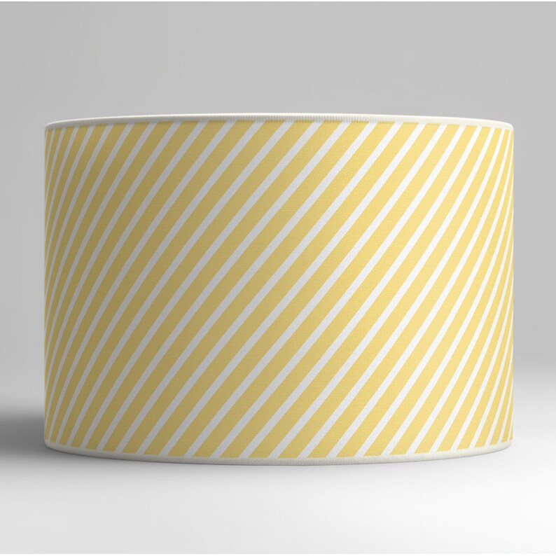 Yellow Striped Lampshade, Diagonal Lines Lampshade, Contemporary Lighting, Minimalist Style Lampshade, Available in Lampshade and Pendant. image 2