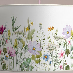 Botanical print lampshade in pastel colors