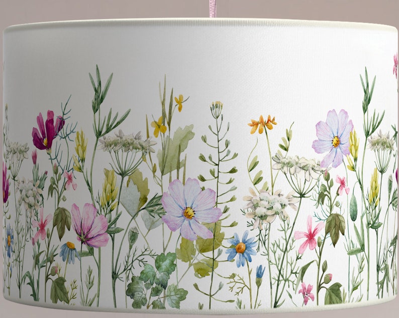 Botanical print lampshade in pastel colors