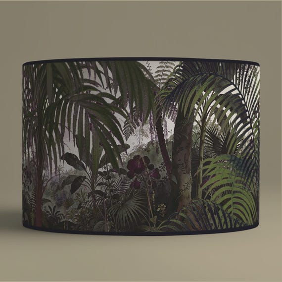 Tropical jungle pattern lampshade - Available as table lamp or pendant light.